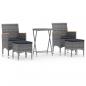Preview: 5-tlg. Garten-Bistro-Set Poly Rattan und Hartglas Grau 