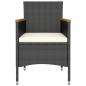 Preview: 5-tlg. Garten-Essgruppe Poly Rattan und Hartglas Schwarz