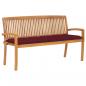 Preview: ARDEBO.de - Stapelbare Gartenbank mit Auflage 159 cm Massivholz Teak