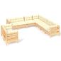 Preview: 9-tlg. Garten-Lounge-Set mit Creme Kissen Massivholz Kiefer