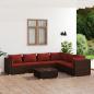 Preview: ARDEBO.de - 7-tlg. Garten-Lounge-Set mit Kissen Poly Rattan Braun