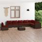 Preview: ARDEBO.de - 9-tlg. Garten-Lounge-Set mit Kissen Poly Rattan Braun