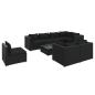 Preview: 9-tlg. Garten-Lounge-Set mit Kissen Poly Rattan Schwarz
