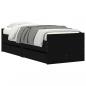 Preview: Bett mit Schubladen Schwarz 75x190 cm