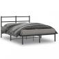 Preview: ARDEBO.de - Bettgestell mit Kopfteil Metall Schwarz 135x190 cm