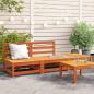 Preview: ARDEBO.de - Gartensofa ohne Armlehnen mit Fußhocker Wachsbraun Kiefernholz