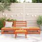 Preview: Gartensofa ohne Armlehnen mit Fußhocker Wachsbraun Kiefernholz