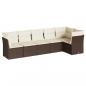 Preview: 6-tlg. Garten-Sofagarnitur mit Kissen Braun Poly Rattan