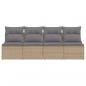 Preview: Gartensofa mit Kissen 4-Sitzer Beige Poly Rattan