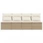 Preview: Gartensofa mit Kissen 4-Sitzer Beige Poly Rattan