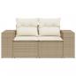 Preview: Gartensofa mit Kissen 2-Sitzer Beige Poly Rattan