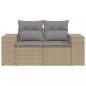 Preview: Gartensofa mit Kissen 2-Sitzer Beige Poly Rattan