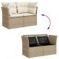 Preview: Gartensofa mit Kissen 2-Sitzer Beige Poly Rattan