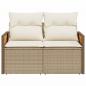 Preview: Gartensofa mit Kissen 2-Sitzer Beige Poly Rattan