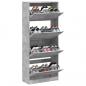 Preview: Schuhschrank mit 4 Klappen Betongrau 80x34x187,5 cm