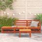Preview: Gartensofa mit Fußhocker 2-Sitzer Wachsbraun Massivholz Kiefer