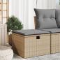 Preview: ARDEBO.de - Gartenhocker mit Kissen Beige 55x55x37 cm Poly Rattan