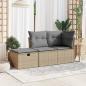 Preview: Gartenhocker mit Kissen Beige 55x55x37 cm Poly Rattan