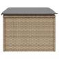 Preview: Gartenhocker mit Kissen Beige 55x55x37 cm Poly Rattan