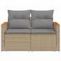 Preview: Gartensofa mit Kissen 2-Sitzer Beige Poly Rattan