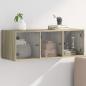 Preview: ARDEBO.de - Wandschrank mit Glastüren Sonoma-Eiche 102x37x35 cm