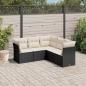 Preview: ARDEBO.de - 5-tlg. Garten-Sofagarnitur mit Kissen Schwarz Poly Rattan