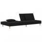 Preview: Schlafsofa 2-Sitzer mit 2 Kissen Schwarz Stoff