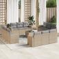 Preview: ARDEBO.de - 13-tlg. Garten-Sofagarnitur mit Kissen Beige Poly Rattan