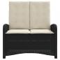 Preview: Gartenbank Verstellbar mit Kissen Schwarz Poly Rattan
