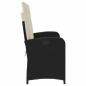 Preview: Gartenbank Verstellbar mit Kissen Schwarz Poly Rattan
