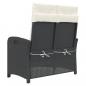 Preview: Gartenbank Verstellbar mit Kissen Schwarz Poly Rattan