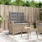 Preview: ARDEBO.de - Gartenbank Verstellbar mit Kissen Beige Poly Rattan