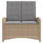 Preview: Gartenbank Verstellbar mit Kissen Beige Poly Rattan