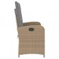 Preview: Gartenbank Verstellbar mit Kissen Beige Poly Rattan