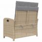 Preview: Gartenbank Verstellbar mit Kissen Beige Poly Rattan