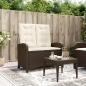 Preview: ARDEBO.de - Gartenbank Verstellbar mit Kissen Braun Poly Rattan