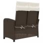 Preview: Gartenbank Verstellbar mit Kissen Braun Poly Rattan