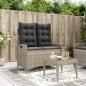 Preview: ARDEBO.de - Gartenbank Verstellbar mit Kissen Hellgrau Poly Rattan