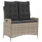 Preview: Gartenbank Verstellbar mit Kissen Hellgrau Poly Rattan