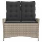 Preview: Gartenbank Verstellbar mit Kissen Hellgrau Poly Rattan