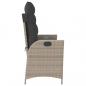 Preview: Gartenbank Verstellbar mit Kissen Hellgrau Poly Rattan
