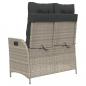 Preview: Gartenbank Verstellbar mit Kissen Hellgrau Poly Rattan