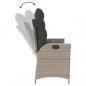 Preview: Gartenbank Verstellbar mit Kissen Hellgrau Poly Rattan