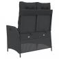 Preview: Gartenbank Verstellbar mit Kissen Schwarz Poly Rattan