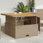 Preview: ARDEBO.de - Gartentisch Beige 110x110x71 cm Poly Rattan und Akazienholz