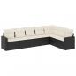 Preview: 7-tlg. Garten-Sofagarnitur mit Kissen Schwarz Poly Rattan