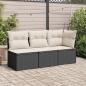 Preview: Garten-Ecksofa mit Kissen Schwarz Poly Rattan