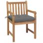 Preview: Gartenstühle 2 Stk. mit Grauen Kissen Massivholz Teak