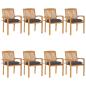 Preview: ARDEBO.de - Stapelbare Gartenstühle mit Kissen 8 Stk. Massivholz Teak