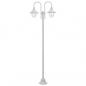 Preview: ARDEBO.de - Garten-Pollerleuchte E27 220 cm Aluminium 2-Laterne Weiß 